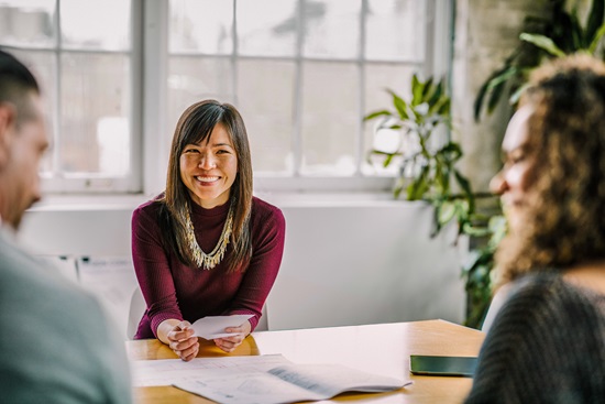 A group meeting in a conference room